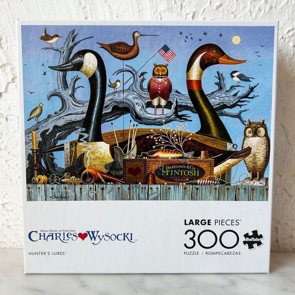 Charles Wysocki Hunter's Lures Decoys 300 Large Pieces Buffalo Puzzle - Complete